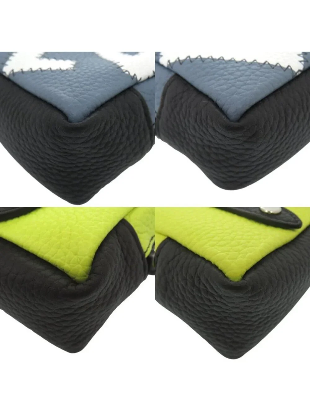 Louis Vuitton Square Pouch Color Blocks Taurillon Leather Blue Gray Yellow Charm